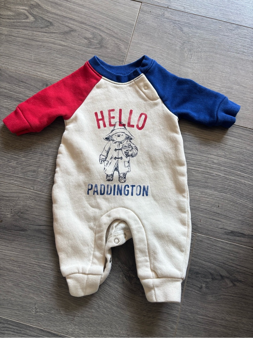 GAP Cream One-Piece with Red & Blue Raglan Sleeves - Paddington Print